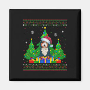 Aimant Puppy Bernedoodle chapeau de Père Noël arbre de No
