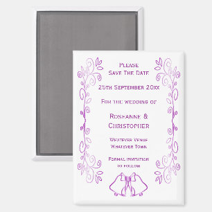 Aimant Purple Bells Scroll Design Wedding Enregistrer La