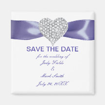 Purple Blue Diamond Heart Enregistrer La Date Magn