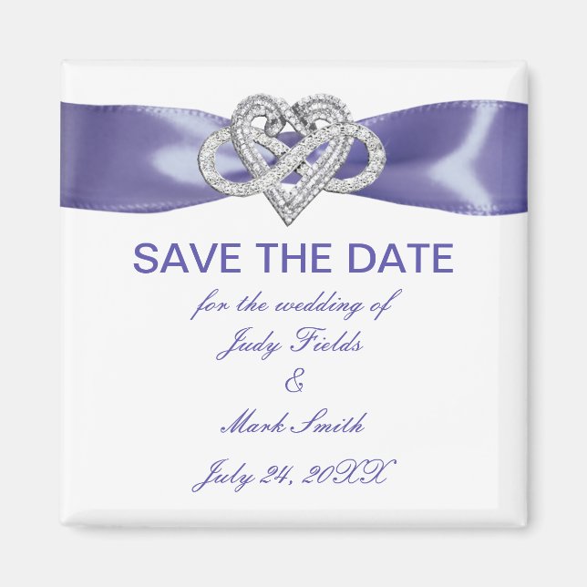 Aimant Purple Blue Infinity Heart Enregistrer La Date Mag (Devant)