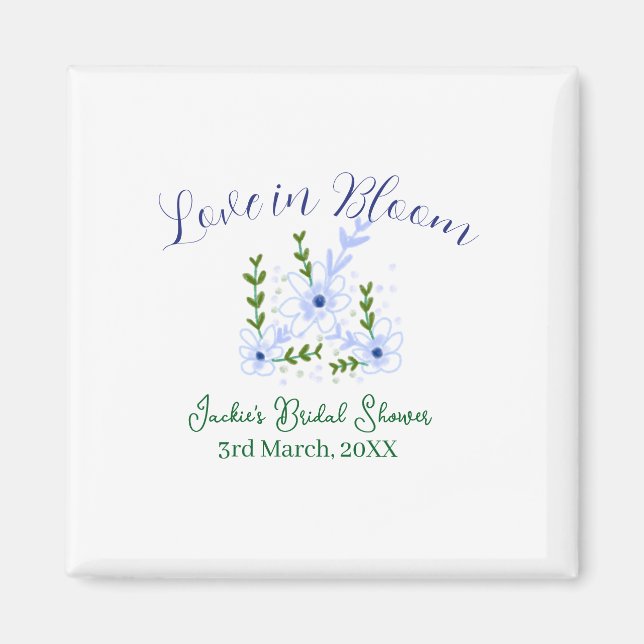 Aimant Purple boho amour en fleurs nom de la baby shower  (Devant)