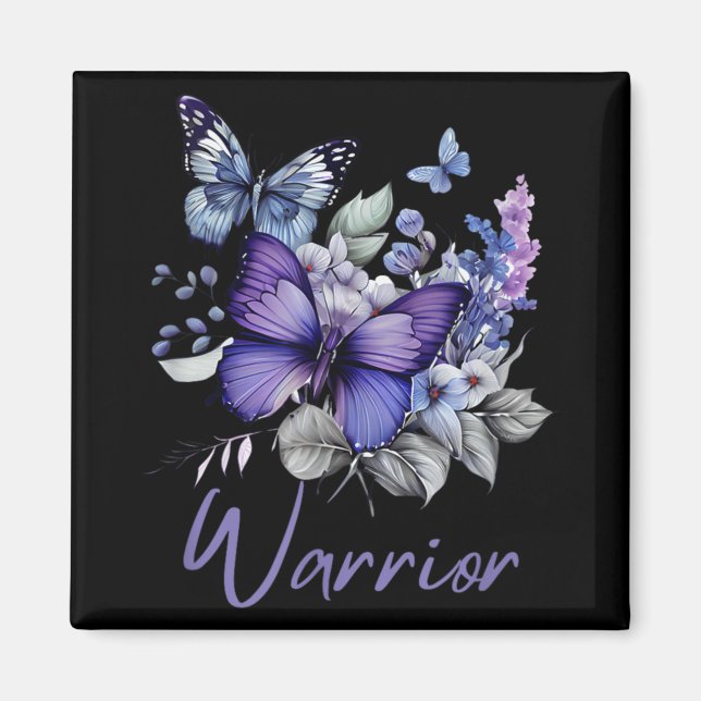 Aimant Purple Butterflies Warrior Suicide Prevention Awar (Devant)