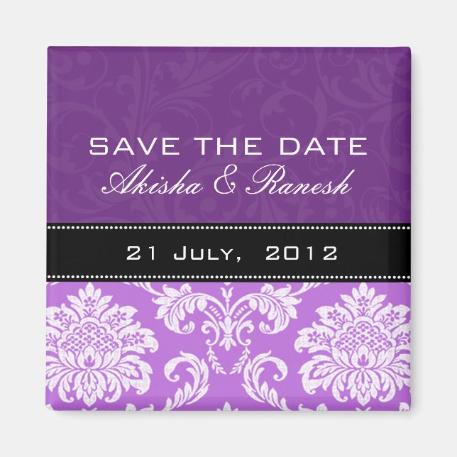 Aimant Purple Damask Enregistrer l'aimant Date (Devant)