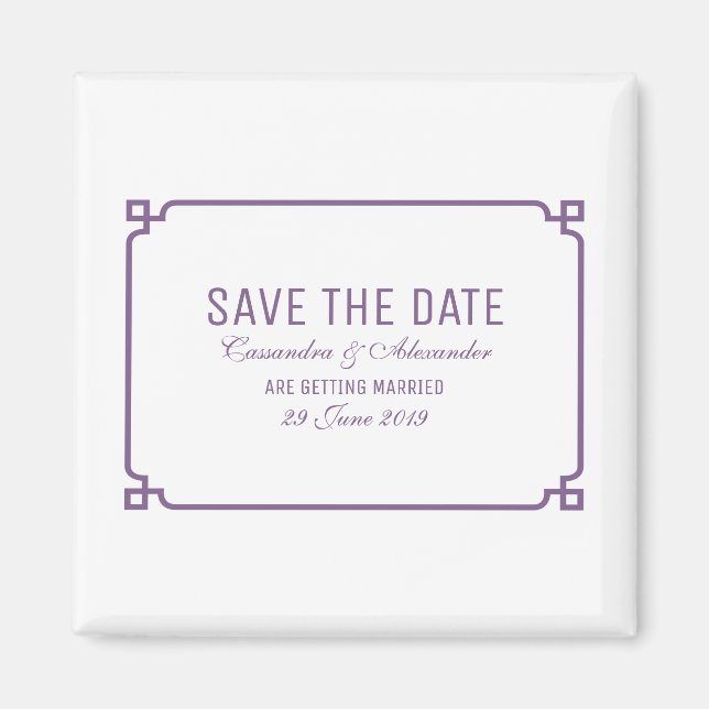 Aimant Purple Deco Chic Enregistrer la date (Devant)