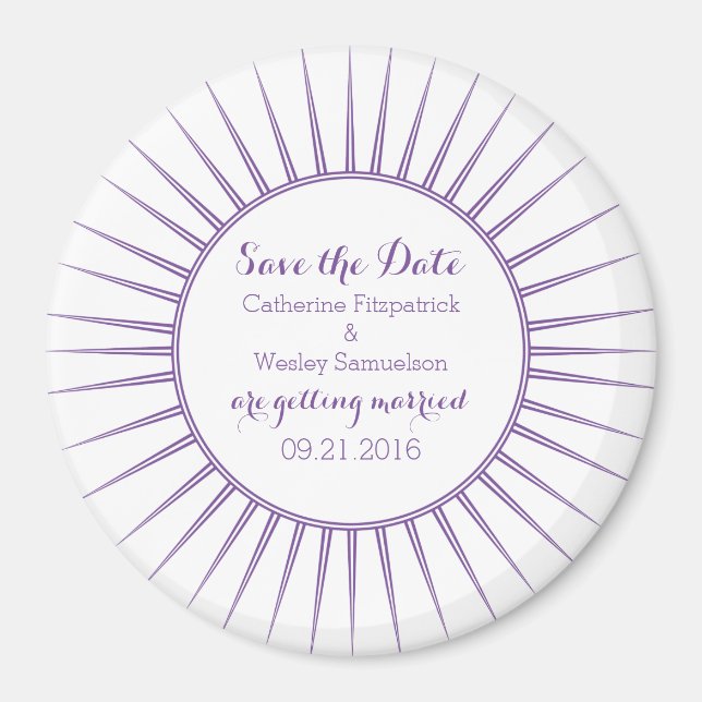 Aimant Purple Deco Retro Enregistrer l'aimant de date (Devant)