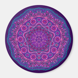 Aimant Purple et bleu Paisley Mandala
