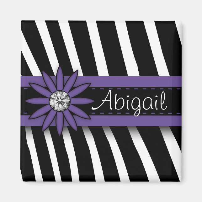 Aimant Purple Floral Gem & Zebra Pattern (Devant)
