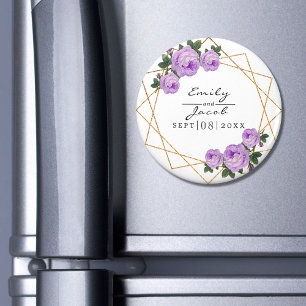 Aimant Purple Floral Mer Elegant Parties scintillant or g