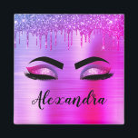 Aimant Purple Glitter Sparkle Eyelashes Monogram<br><div class="desc">Purple Faux Foil Parties scintillant d'étincelle métallique broyée Monogramme de métal brossé Nom et cils initiaux (cils), Extensions d'oreillettes et Magnets de réfrigérateur des yeux. Le design fait le cadeau parfait pour 16 ans, mariage, douche nuptiale, anniversaire, baby shower ou bachelorette pour quelqu'un à la recherche d'un style cool tendance....</div>