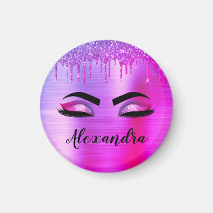 Aimant Purple Glitter Sparkle Eyelashes Monogram