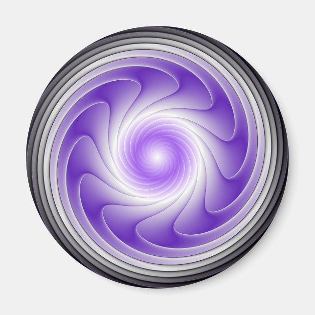 Aimant Purple Grey 3D Swirl Moderne Abstrait Fractal Art (Devant)