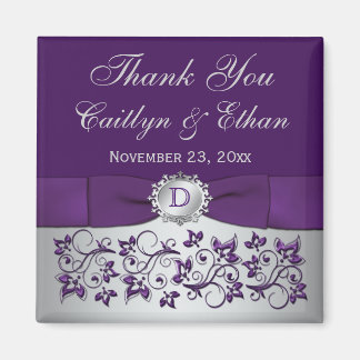 Aimant Purple, Gris Argent Floral Mariage Favoriser l'aim