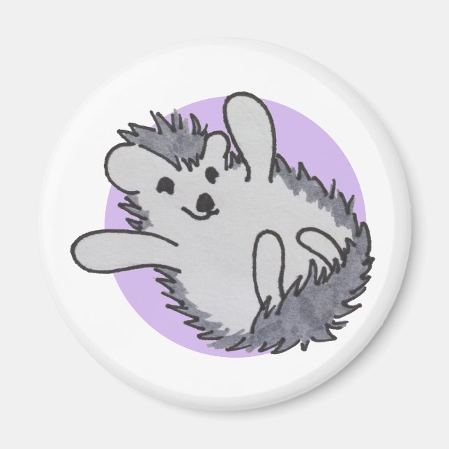 Aimant Purple Happy Cute Hedgehog (Devant)