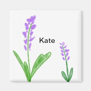 Aimant Purple lavande florale aquarelle ajouter nom cu