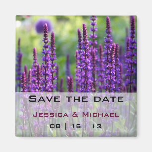Aimant Purple Lavender Fleurs Mariage Enregistrer la date