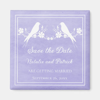 Aimant Purple Lovebird Floral Enregistrer l'aimant de dat