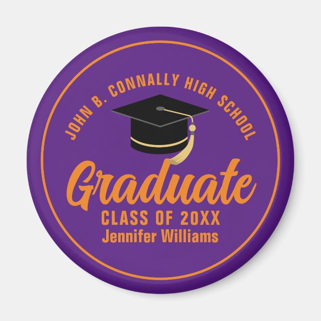 Aimant Purple Orange Graduate Custom 2024 Graduation (Devant)