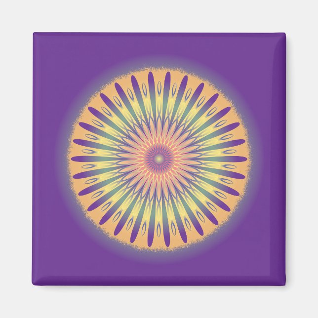Aimant Purple Orange Jaune Psychédélique Mandala (Devant)