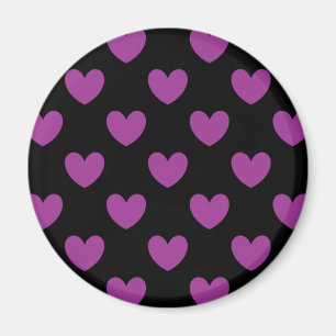 Aimant Purple polka hearts on black