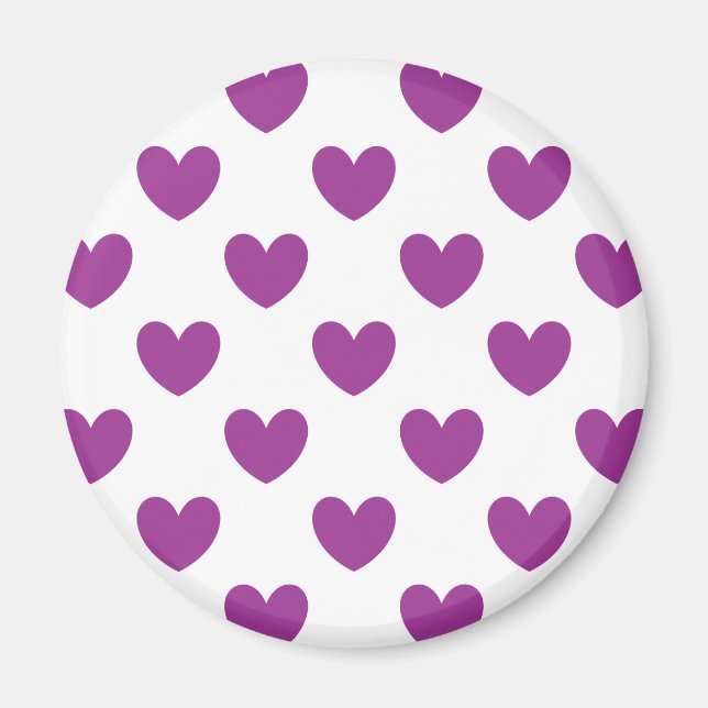 Aimant Purple polka hearts on white (Devant)