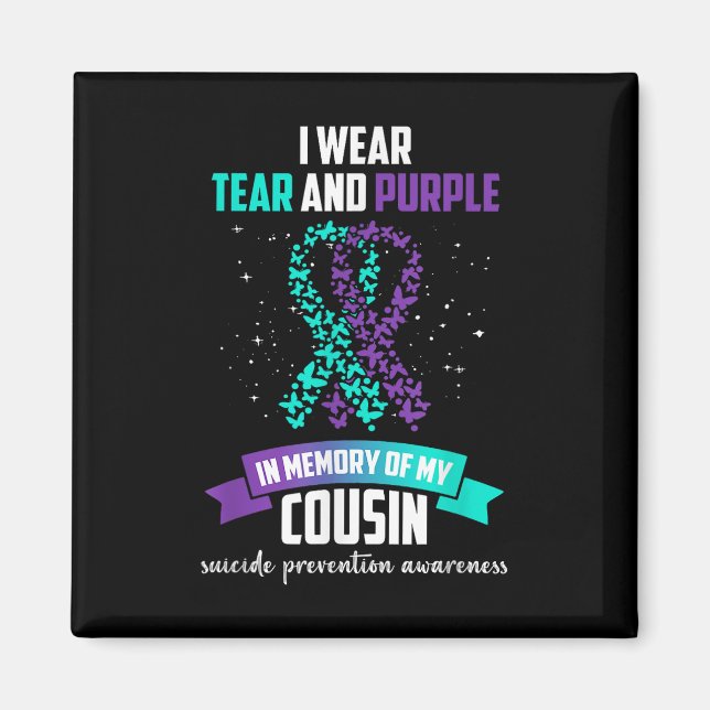 Aimant Purple Ribbon Suicide Prevention (Devant)