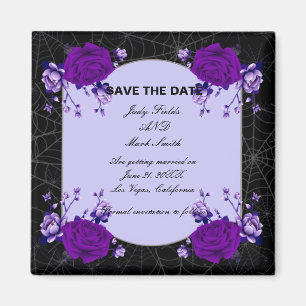 Aimant Purple Rose Floral Spiderweb Wedding Save The Date