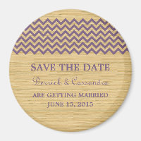Purple Rustic Chevron Enregistrer l'aimant de date