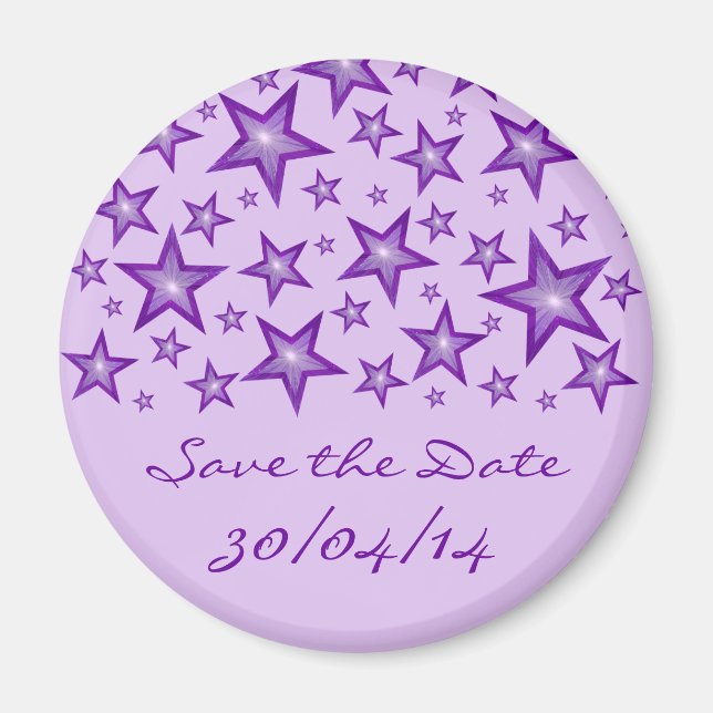 Aimant Purple Stars 'Save the Date' pale violet (Devant)