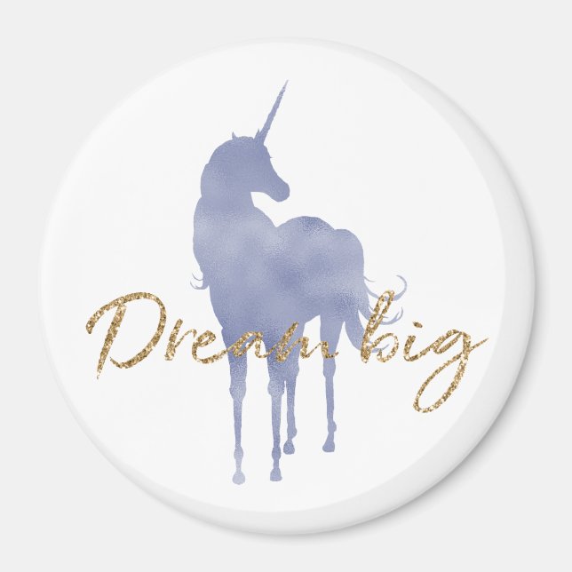 Aimant Purple Unicorn Gold Parties scintillant Dream Big  (Devant)