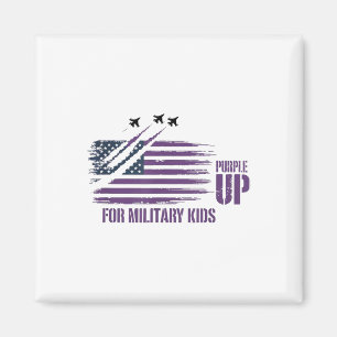 Aimant Purple Up For Military Kids Distressed American Fl