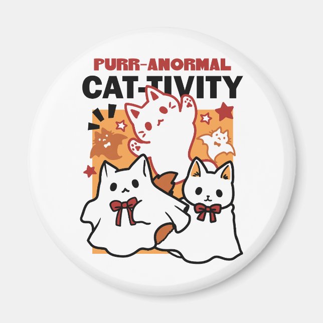 Aimant Purr-anormal Cat Cat mignonne Halloween Conception (Devant)