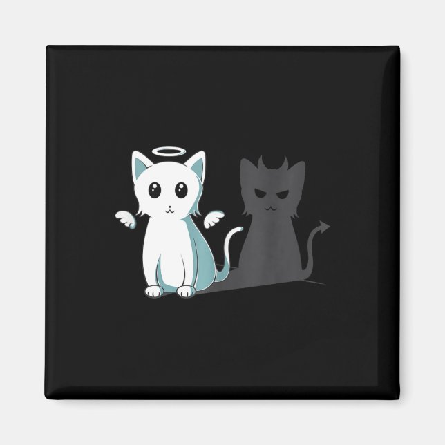 Aimant Purr Evil Devil Chat Halloween Happy Chat Angel De (Devant)