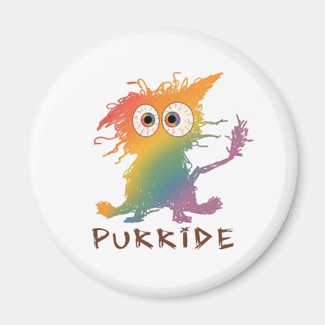 Aimant Purride - Chat arc-en-ciel avec fourrure Messy LGB (Devant)
