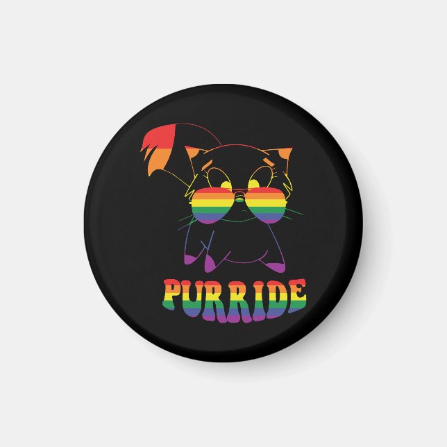 Aimant Purride | Cute chat gay | Lesbienne | Arc en ciel (Devant)