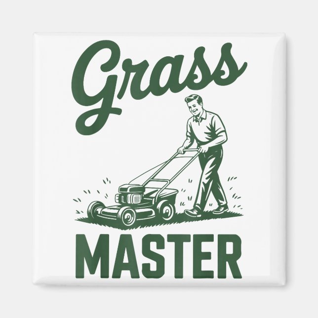 Aimant Push Lawn Mower Legend Gr Master Dad Funny Mowing  (Devant)