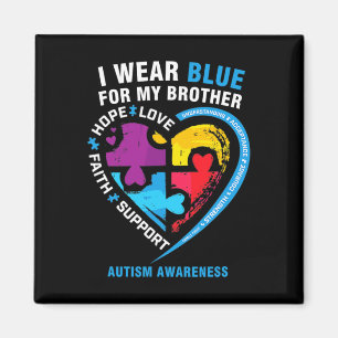 Aimant Puzzle Coeur Je Porte Bleu Pour Mon Frère Autisme