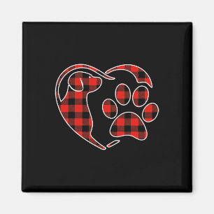 Aimant Pyjama Rouge à Carreaux Buffalo Chien Coeur Patte 