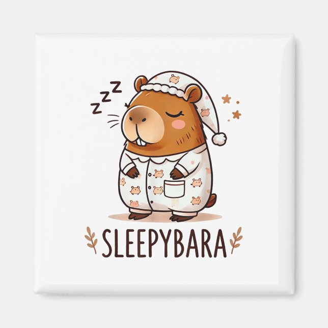 Aimant Pyjamas de nuit de Capybara Officielle Dormir Slee (Devant)