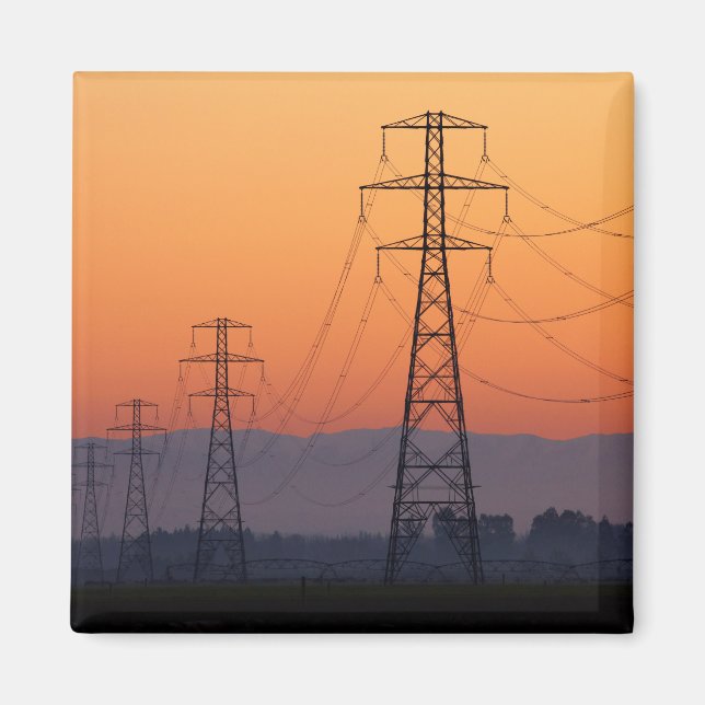 Aimant Pylônes électriques au coucher du soleil (Devant)