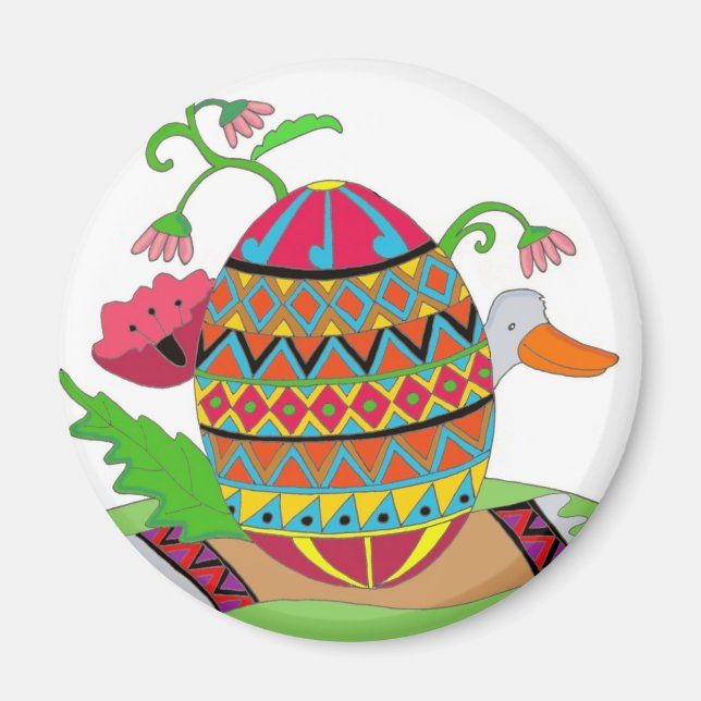 Aimant Pysanka et Canard L'art populaire ukrainien (Devant)