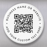 Aimant QR Code Minimaliste Nettoyer Blanc Simple Round<br><div class="desc">Un simple modèle magnétique de code QR blanc personnalisé dans un style minimaliste moderne qui peut être facilement mis à jour avec votre code QR,  nom d'entreprise ou site Web et texte personnalisé,  par exemple,  scannez-moi vers...  #QRcode #magnet #business</div>