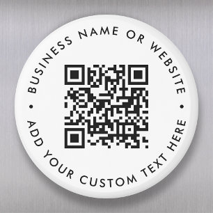 Aimant QR Code Minimaliste Nettoyer Blanc Simple Round