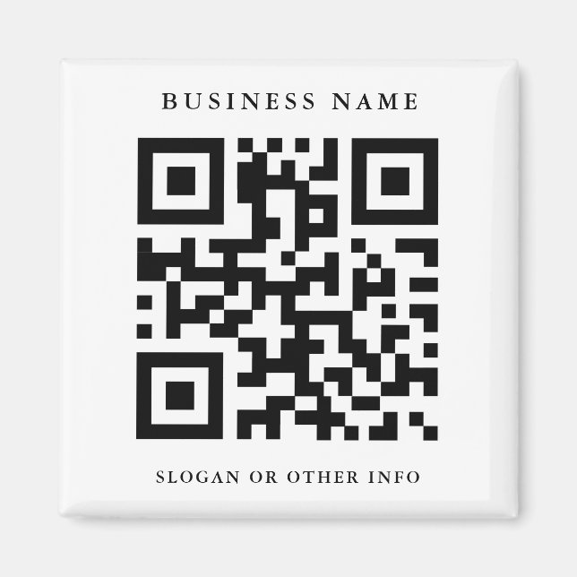 Aimant QR Code noir et blanc Simple Business (Devant)