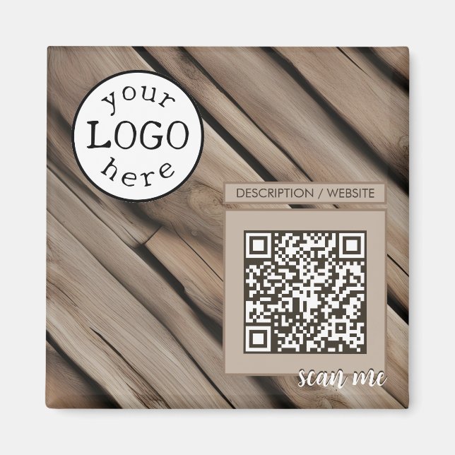 Aimant QR Code pour le bois rustique d'affaires (Devant)