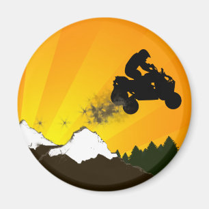 Aimant quads. coucher de soleil orange.