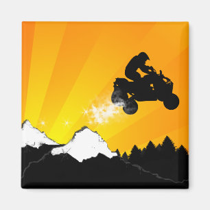 Aimant quads. coucher de soleil orange.