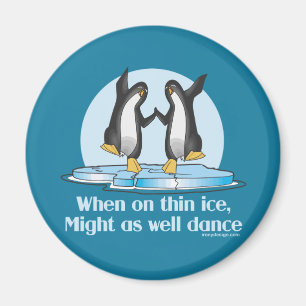 Aimant Quand Sur De Minces Pingouins De Glace Drôle Desig