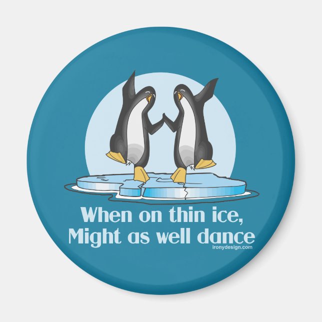 Aimant Quand Sur De Minces Pingouins De Glace Drôle Desig (Devant)