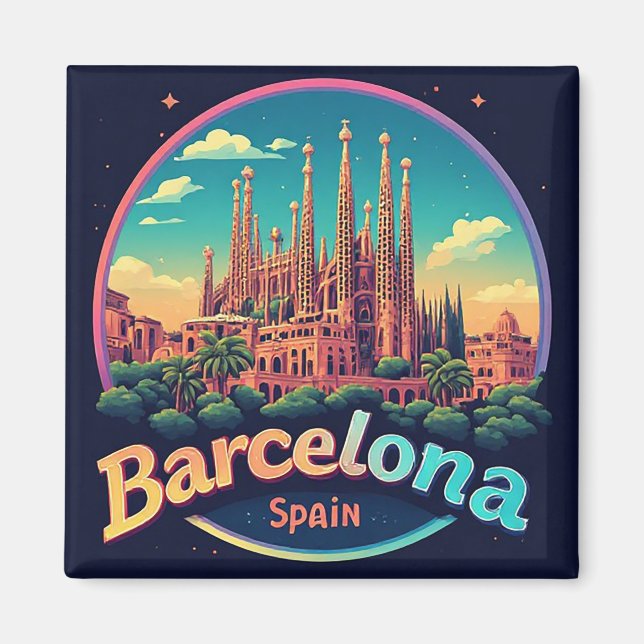 Aimant 🧲 Quartier gothique de Barcelone Mémoire Espagne  (Devant)