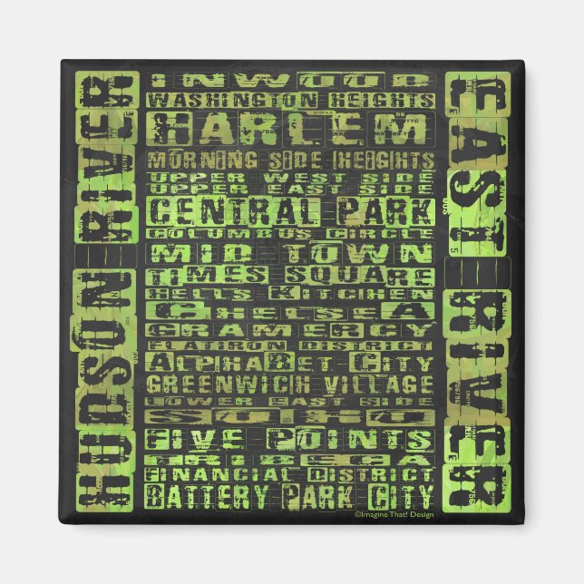 Aimant Quartiers de New York Vert (Devant)